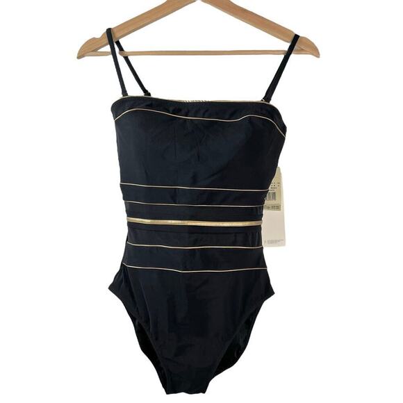 New Women’s Gottex Onyx Bandeau One-Piece Swimsuit Size 8 - Picture 2 of 8